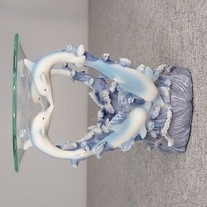 Vintage Heart Dolphins Aromatherapy Candle Oil Burner 90s Y2K